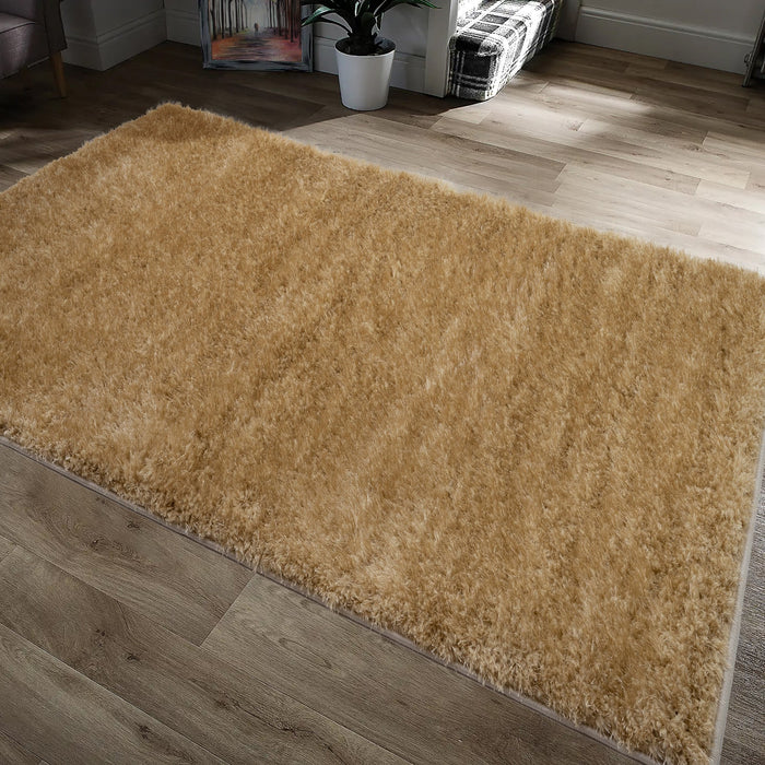 Majestic Ochre Yellow Shaggy Floor Rug