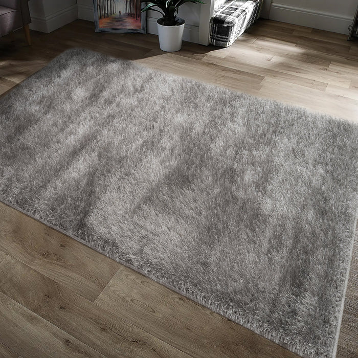 Majestic Silver Shaggy Floor Rug