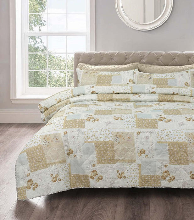 Shabby Chic Floral Natural Maya Bedspread Set