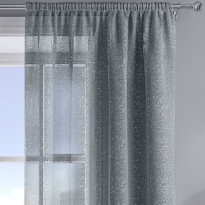 Alessandria Sparkle Charcoal Slot Top Voile Panel