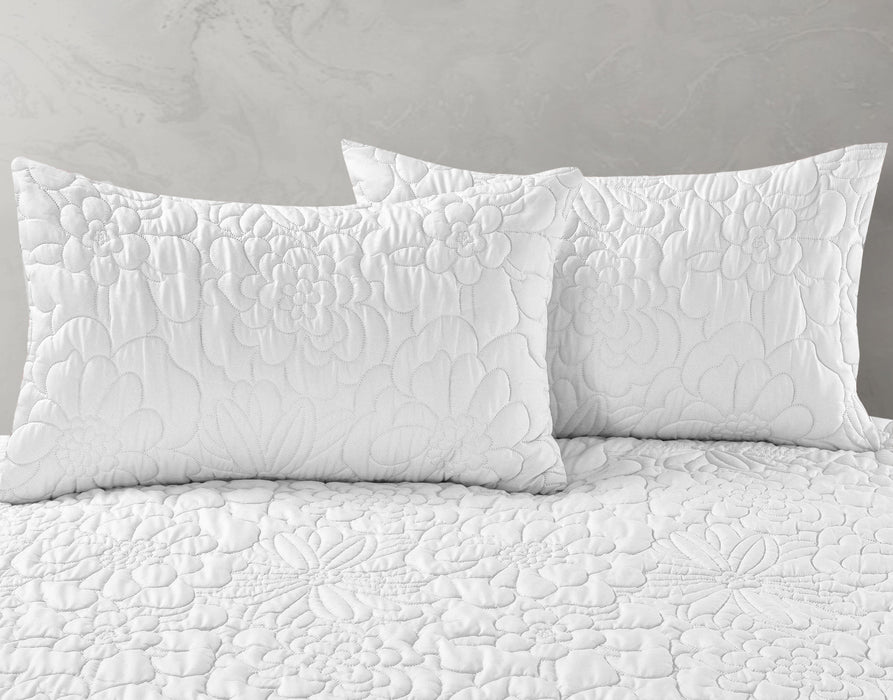 Alini White Floral Embossed Duvet Cover & Pillowcase Set