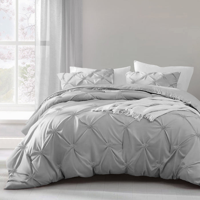 Angelica Grey Pintuck Bedding Set