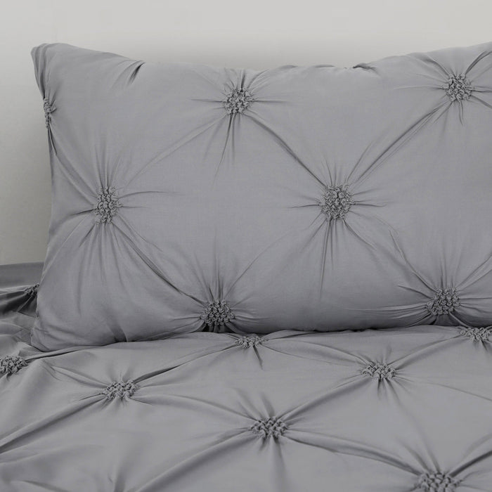 Angelica Grey Pintuck Bedding Set