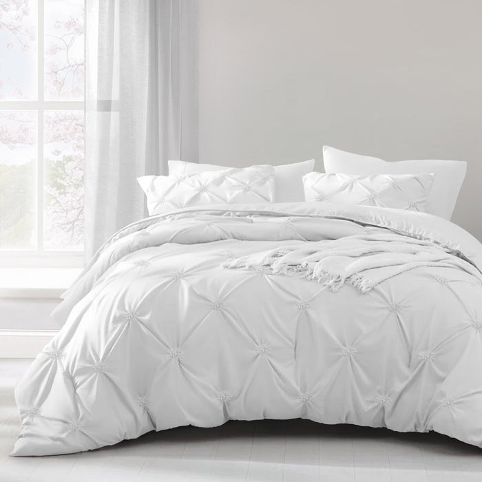 Angelica White Pintuck Duvet Cover & Pillowcase Set