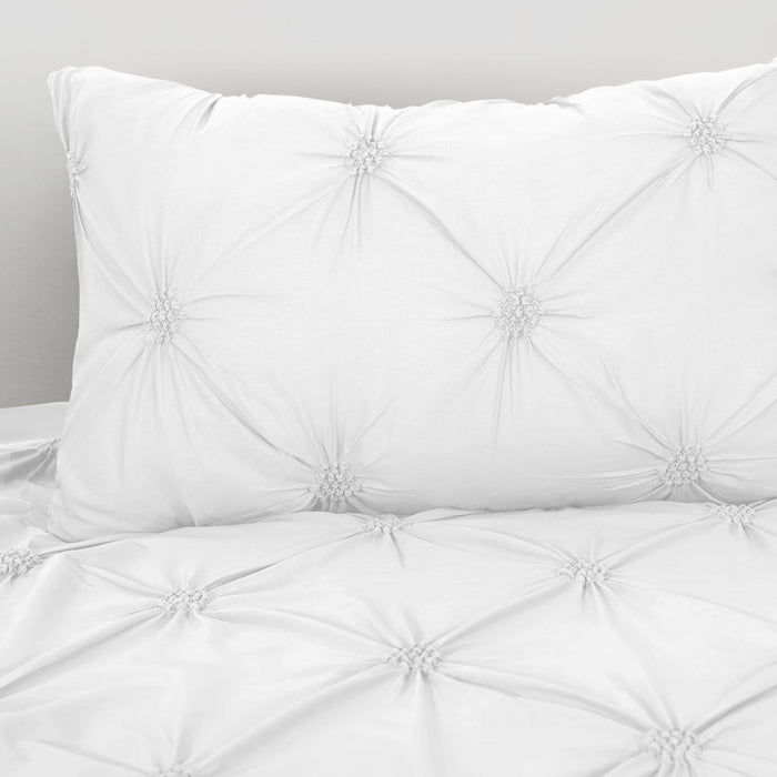 Angelica White Pintuck Duvet Cover & Pillowcase Set