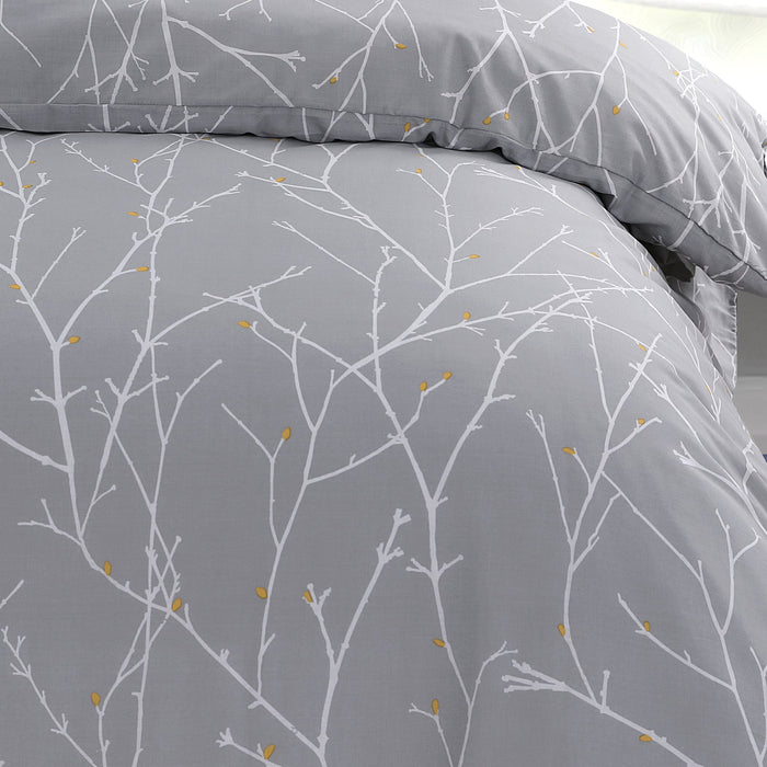 Autumn Branches Grey Duvet Cover & Pillowcase Set