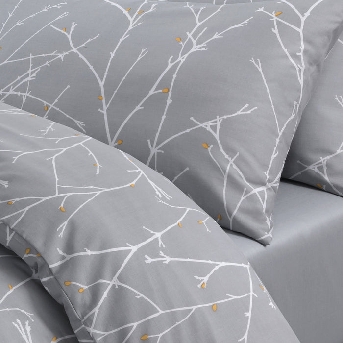 Autumn Branches Grey Duvet Cover & Pillowcase Set