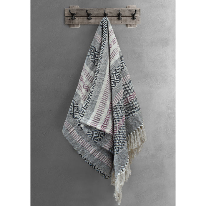 Luxury Cotton Aztec Pink Tassel Throw