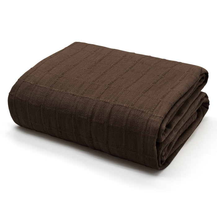 Luxury Chocolate Brown Cotton Batten Tassel Throw