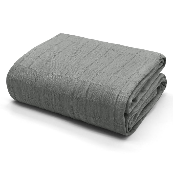 Luxury Grey Cotton Batten Tassel Throw