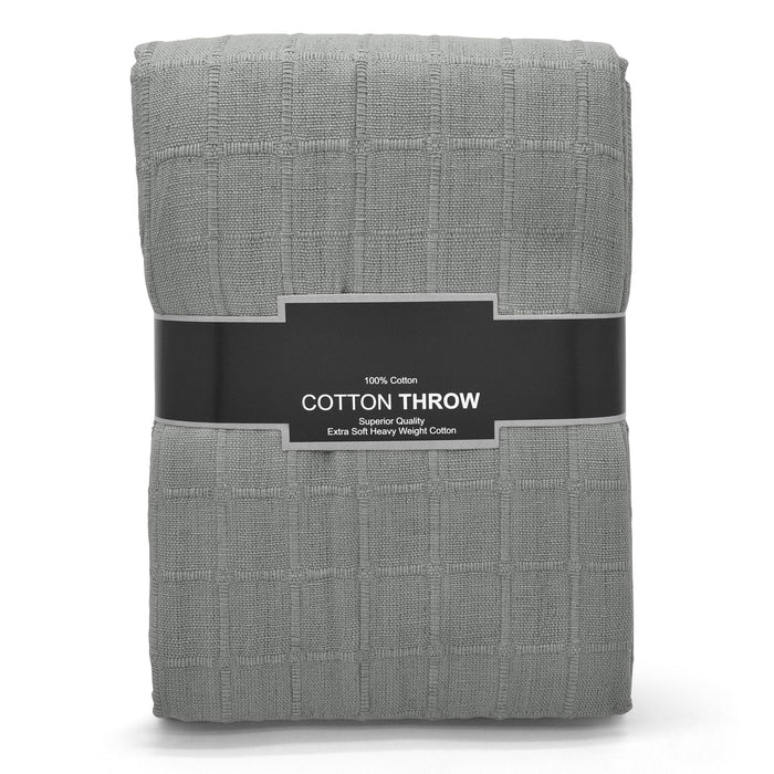 Luxury Grey Cotton Batten Tassel Throw