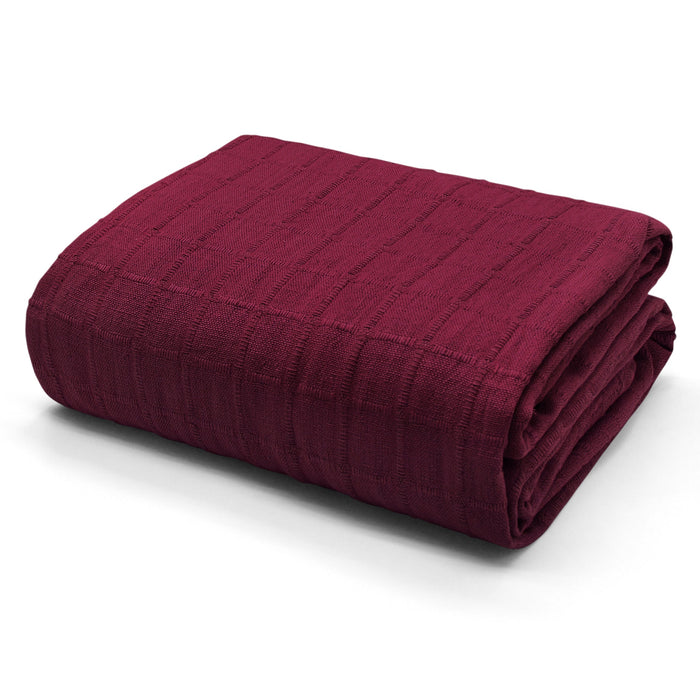 Luxury Cotton Batten Tassel Throw Wine