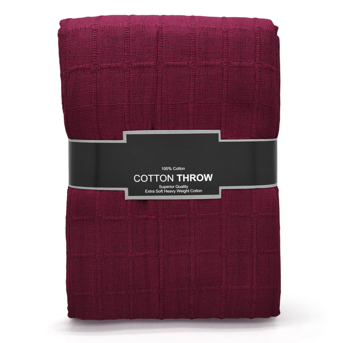 Luxury Cotton Batten Tassel Throw Wine