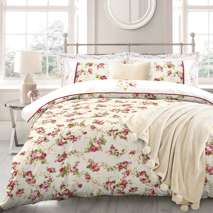 Beatrice Floral Embroidered Duvet Cover & Pillowcase Set