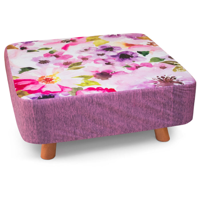 Luxury Bloom Floral Square Footstool