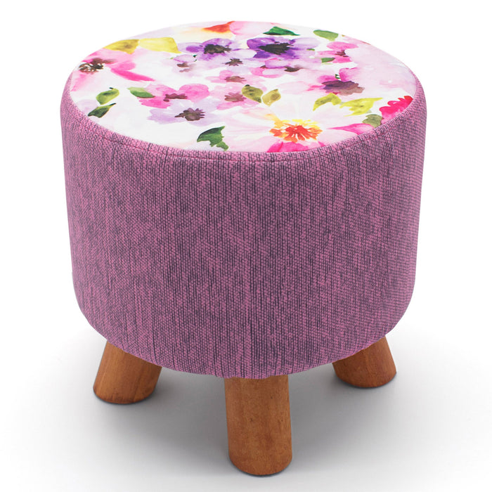 Luxury Bloom Floral Round Footstool