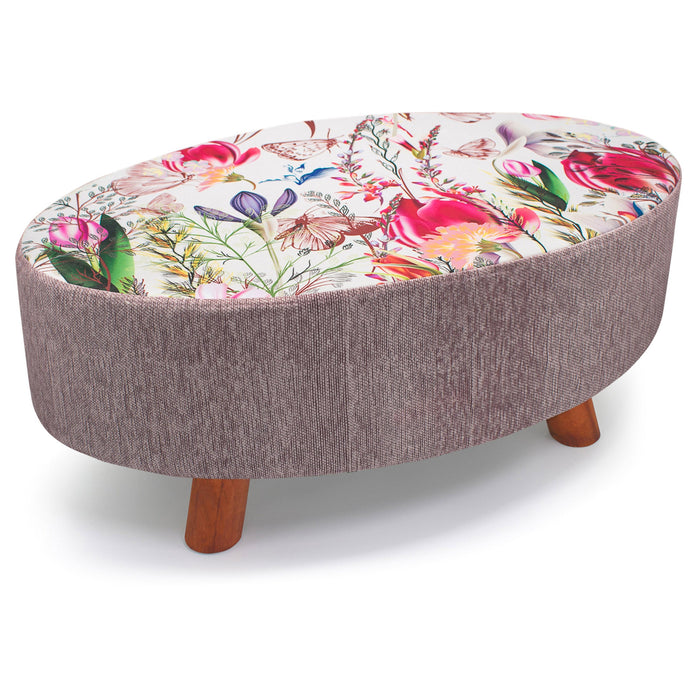 Luxury Blossom Floral Oval Footstool