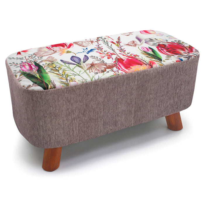 Luxury Blossom Floral Rectangular Footstool