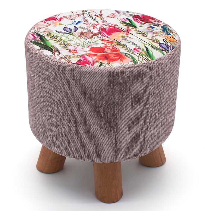 Luxury Blossom Floral Round Footstool
