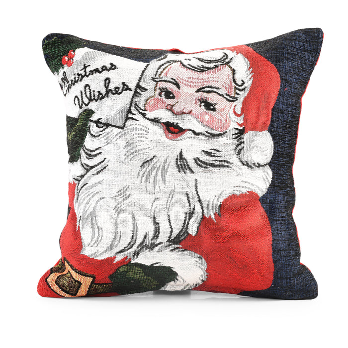 Santa Wishes Christmas Festive Chenille Cushion Cover