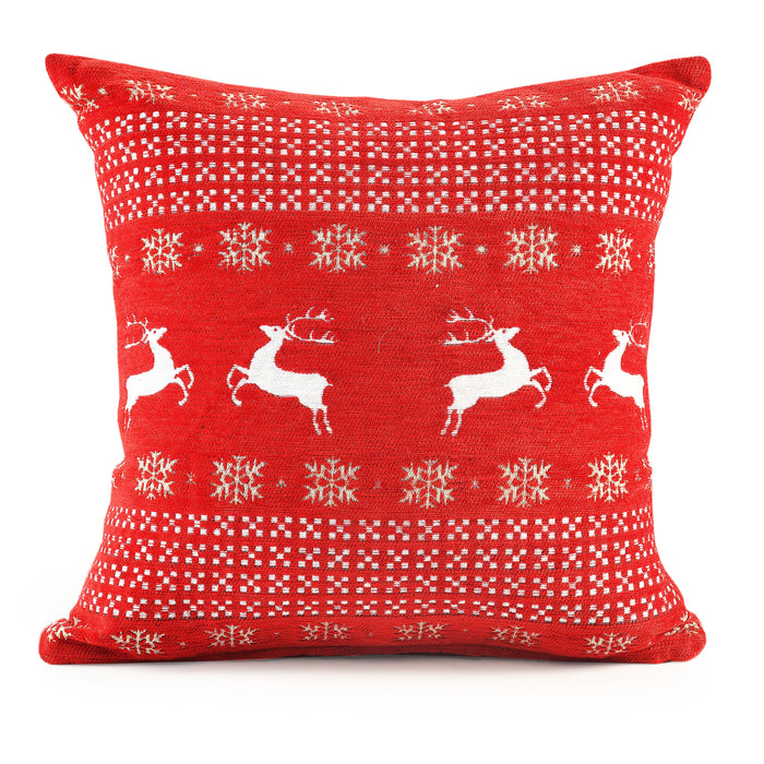 Dancing Stags Christmas Festive Chenille Cushion Cover