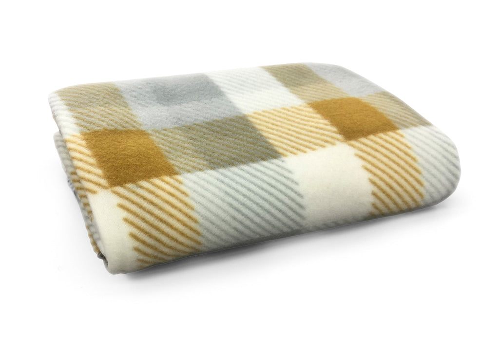 Check Polar Fleece Blanket Ochre