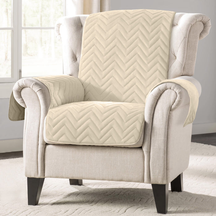 Velosso Chevron Cream Water Repellent Sofa Protector