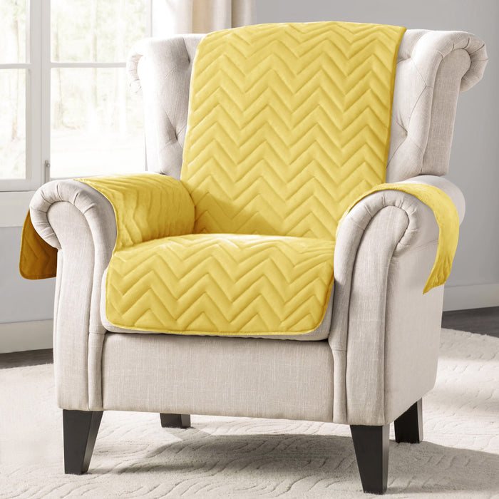 Velosso Chevron Ochre Water Repellent Sofa Protector