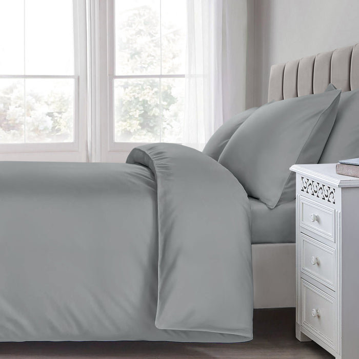 Cotton 200 Thread Count Percale Grey Duvet Cover