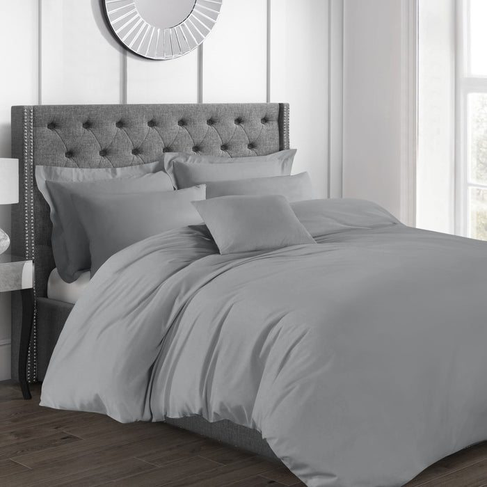 Cotton 200 Thread Count Percale Grey Duvet Cover