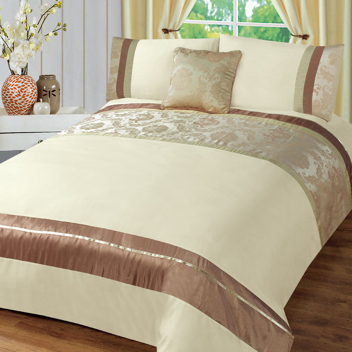 Damascus Jacquard Cream Duvet Cover & Pillowcase Set