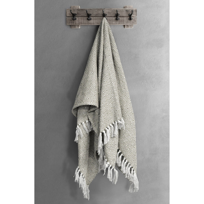 Luxury Cotton Diamond Beige Tassel Throw