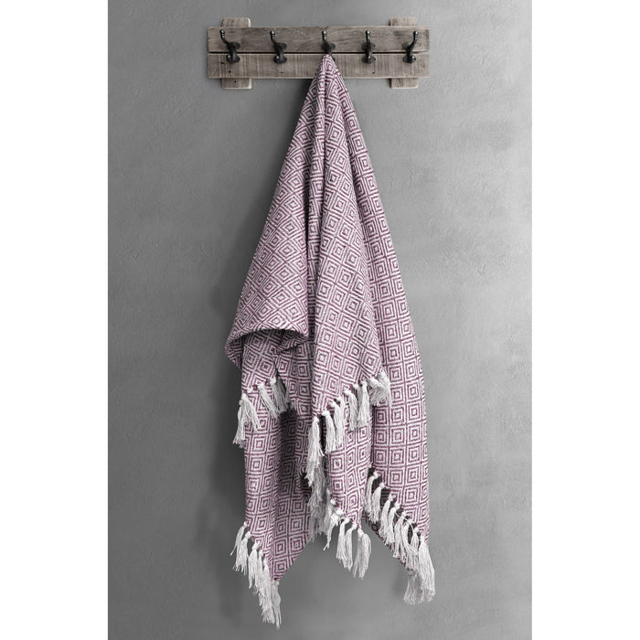 Luxury Cotton Diamond Blush Pink Tassel Throw