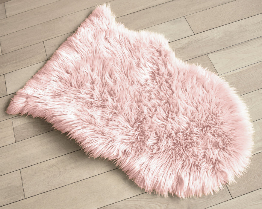 Luxury Faux Fur Sheepskin Rug Pearl Pink