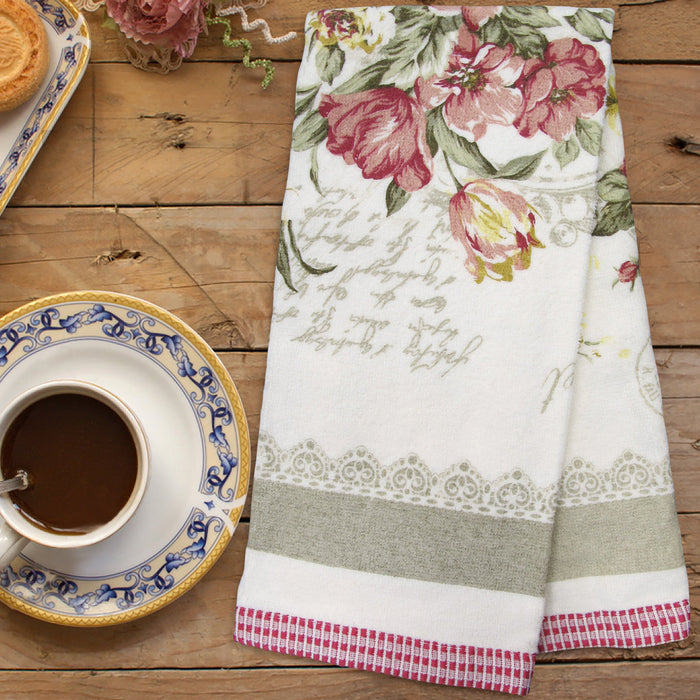 Cotton Floral Printed Tea Towel