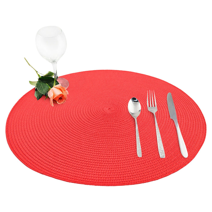 Fresco Round Jacquard Placemat Red