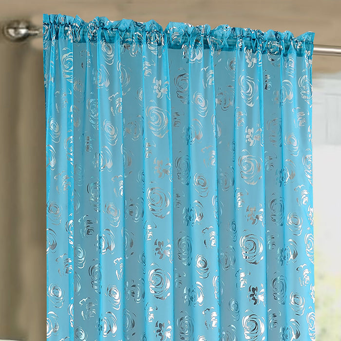 Geneva Teal Slot Top Voile Panel