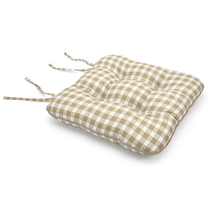 Gingham Check Cotton Cream Seat Pad