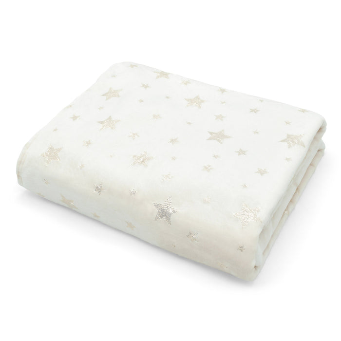 Soft Touch Cream Glitter Stars Cosy Blanket