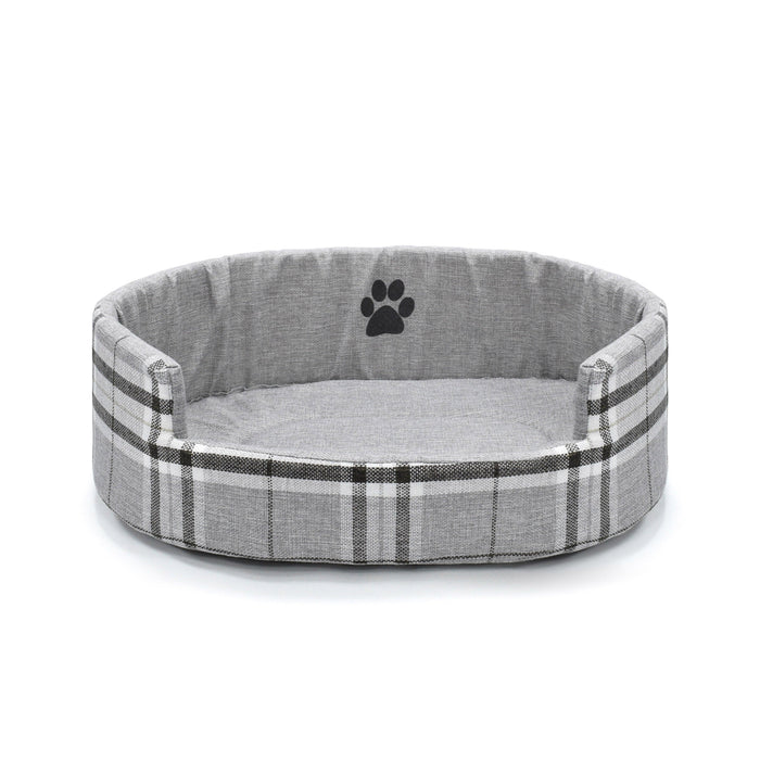 Luxury Grey Check Pet Bed Nest