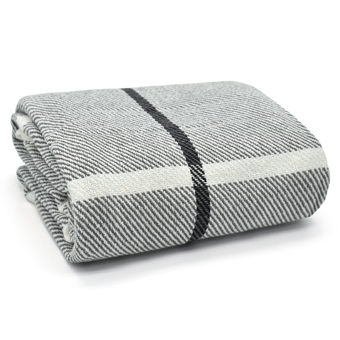 Luxury Cotton Grey Check Tassel Throw