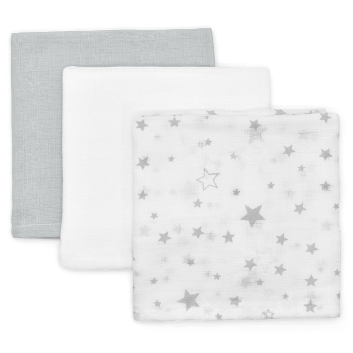 3 Pack Cotton Muslin Square Grey