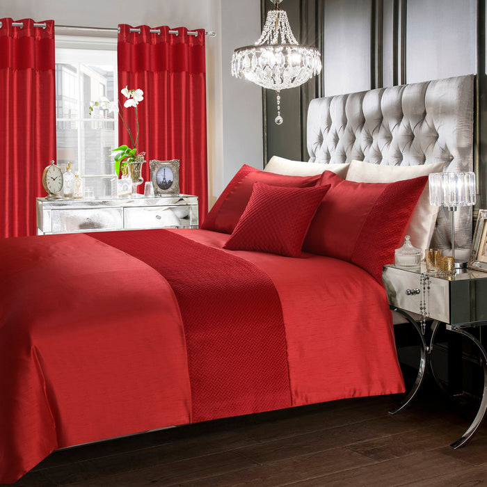 Hartley Geometric Velvet Red Duvet Cover & Pillowcase Set