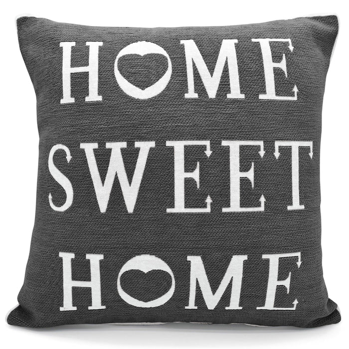 Chenille Home Sweet Home Charcoal Cushion Cover