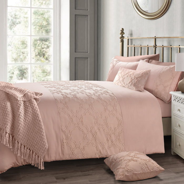 Kiera Tufted Blush Pink Duvet Cover & Pillowcase Set