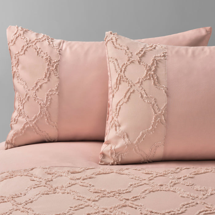 Kiera Tufted Blush Pink Duvet Cover & Pillowcase Set