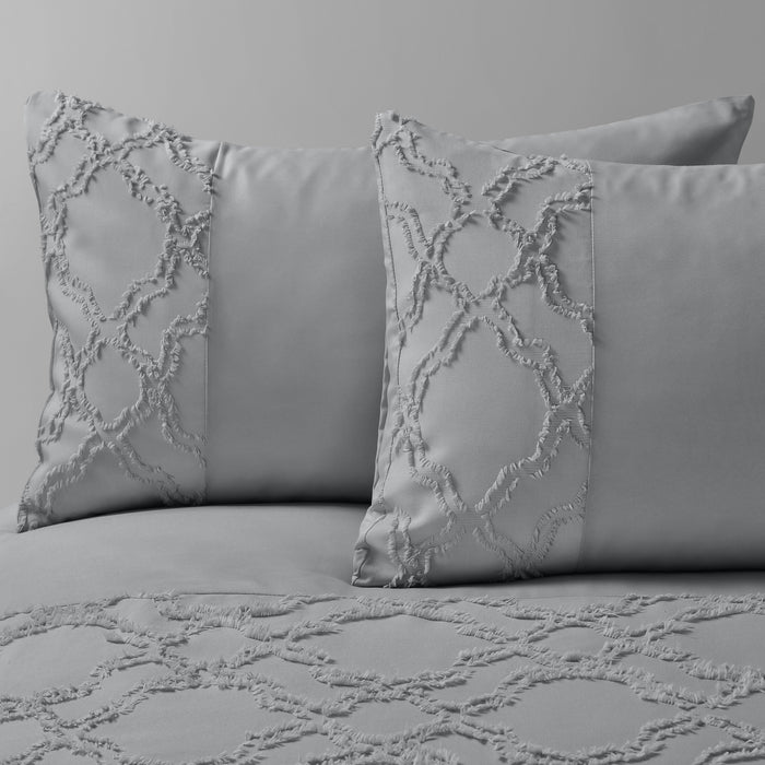 Kiera Tufted Grey Duvet Cover & Pillowcase Set