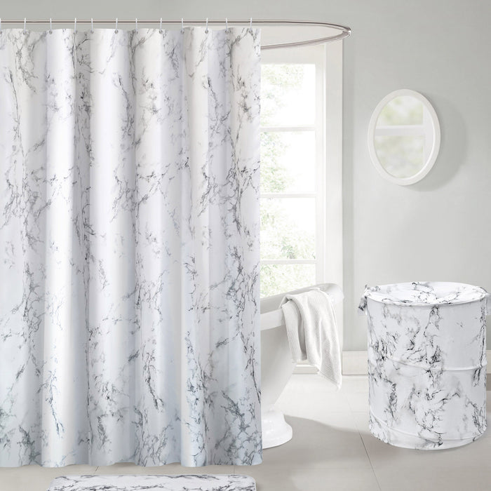 Luxury Marble White Shower Curtains