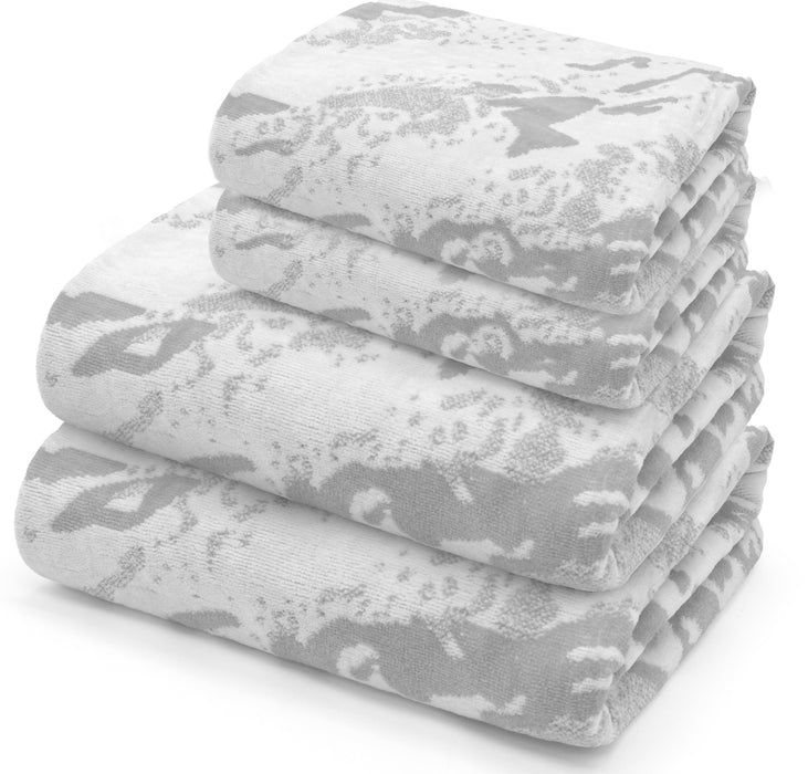 Marble 4 Piece 600gsm Silver Bath Towel Bale Set