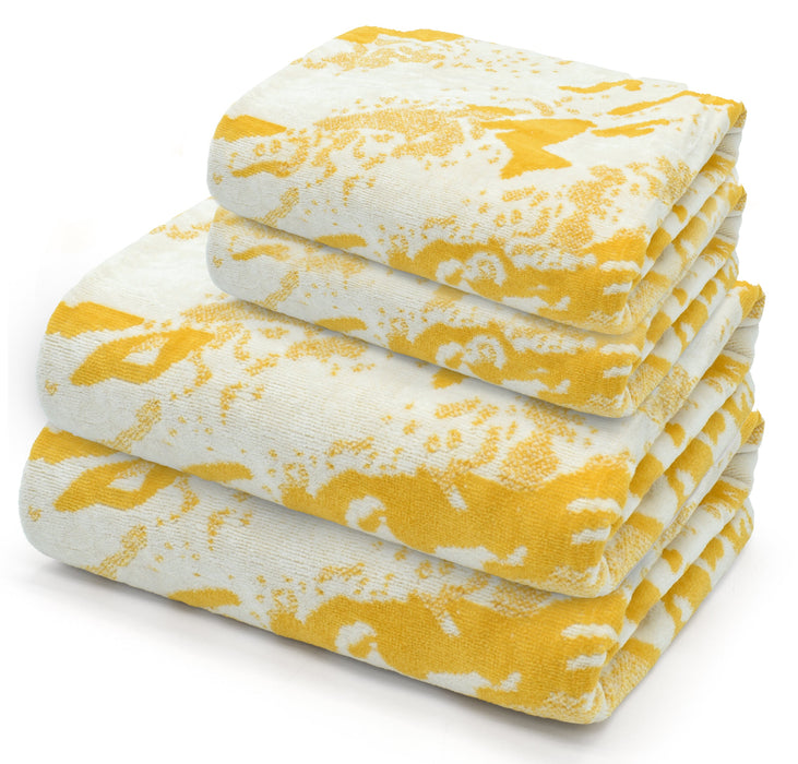 Marble 4 Piece 600gsm Ochre Yellow Bath Towel Bale Set